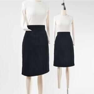 Vintage 90s Laura Ashley Black Corduroy Pencil Skirt size M